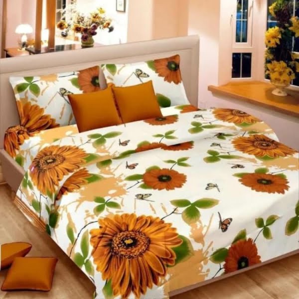 Printed Cotton Bed Sheet and 2 Pillow Covers